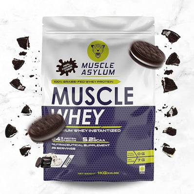 Muscle Asylum Premium Whey Protein 1kg l 24g Protein/Serving For Muscle Building & Recovery, 25 Servings