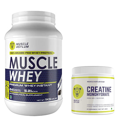 Muscle Whey Protein 1kg and creatine Unflavoured 250g