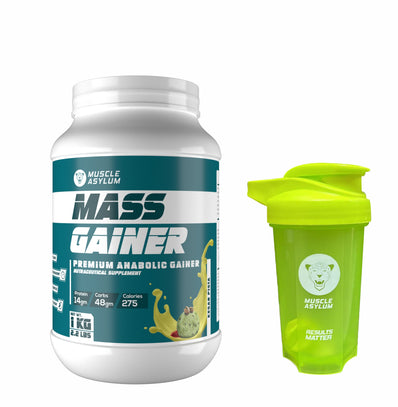 Muscle Asylum- Muscle Mass Anabolic Gainer- 14g Protein, 48g carbs, 275g Calories High Calorie Mass Gainer Weight Gainer Powder