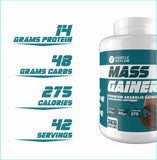 Muscle Asylum- Muscle Mass Anabolic Gainer- 14g Protein, 48g carbs, 275g Calories High Calorie Mass Gainer Weight Gainer Powder