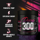 Muscle Asylum Pump 300 Pre Workout Supplement for Men with 300mg Caffeine, 3g Citrulline, and 2.5g Beta-Alanine (30 Servings)