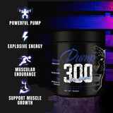 Muscle Asylum Pump 300 Pre Workout Supplement for Men with 300mg Caffeine, 3g Citrulline, and 2.5g Beta-Alanine (30 Servings)