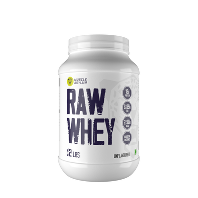 Muscle Asylum- Whey Protein Concentrate- 18g Protein per serving, 6.89 EAA, 2.90g BCAA with Digestive Enzymes - (1 kg / 2 lb, 29 Servings)